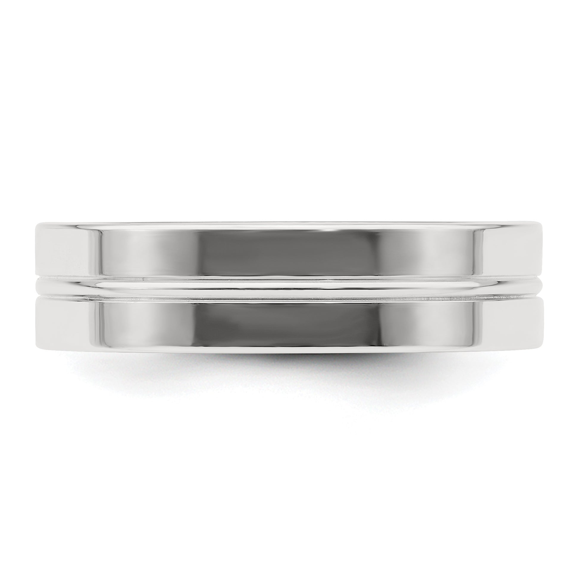 Sterling Silver 6mm Polished Flat Grooved Center Fancy Band Size 9