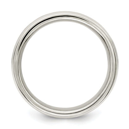 Sterling Silver 6mm Polished Flat Grooved Fancy Band Size 11