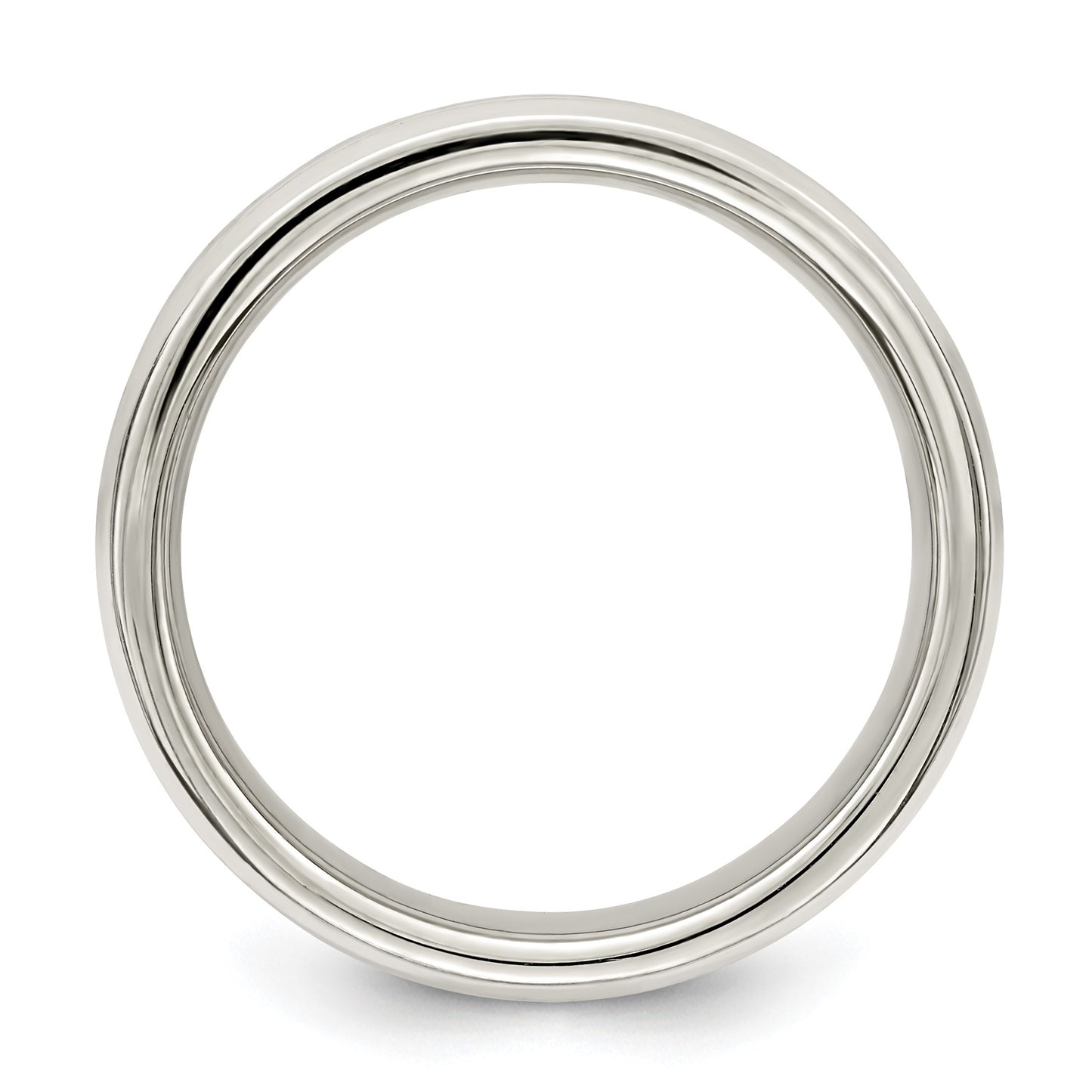 Sterling Silver 6mm Polished Flat Grooved Fancy Band Size 10