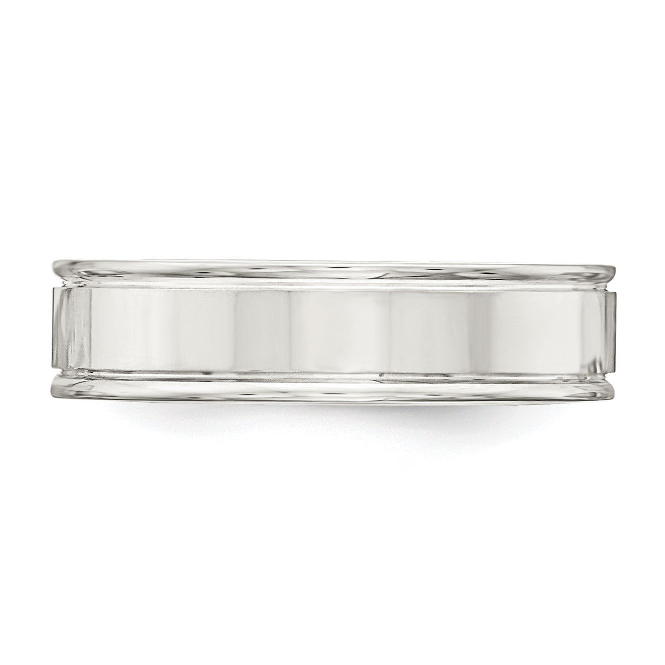 Sterling Silver 6mm Polished Flat Grooved Fancy Band Size 11