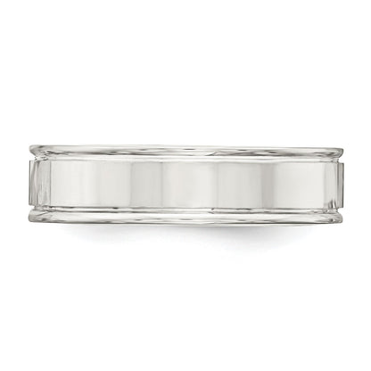 Sterling Silver 6mm Polished Flat Grooved Fancy Band Size 10