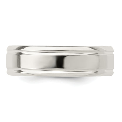 Sterling Silver 6mm Polished Flat Grooved Fancy Band Size 10