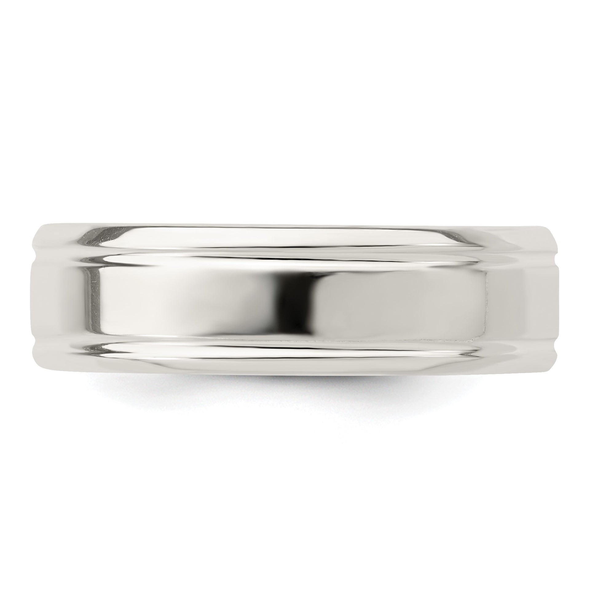 Sterling Silver 6mm Polished Flat Grooved Fancy Band Size 11