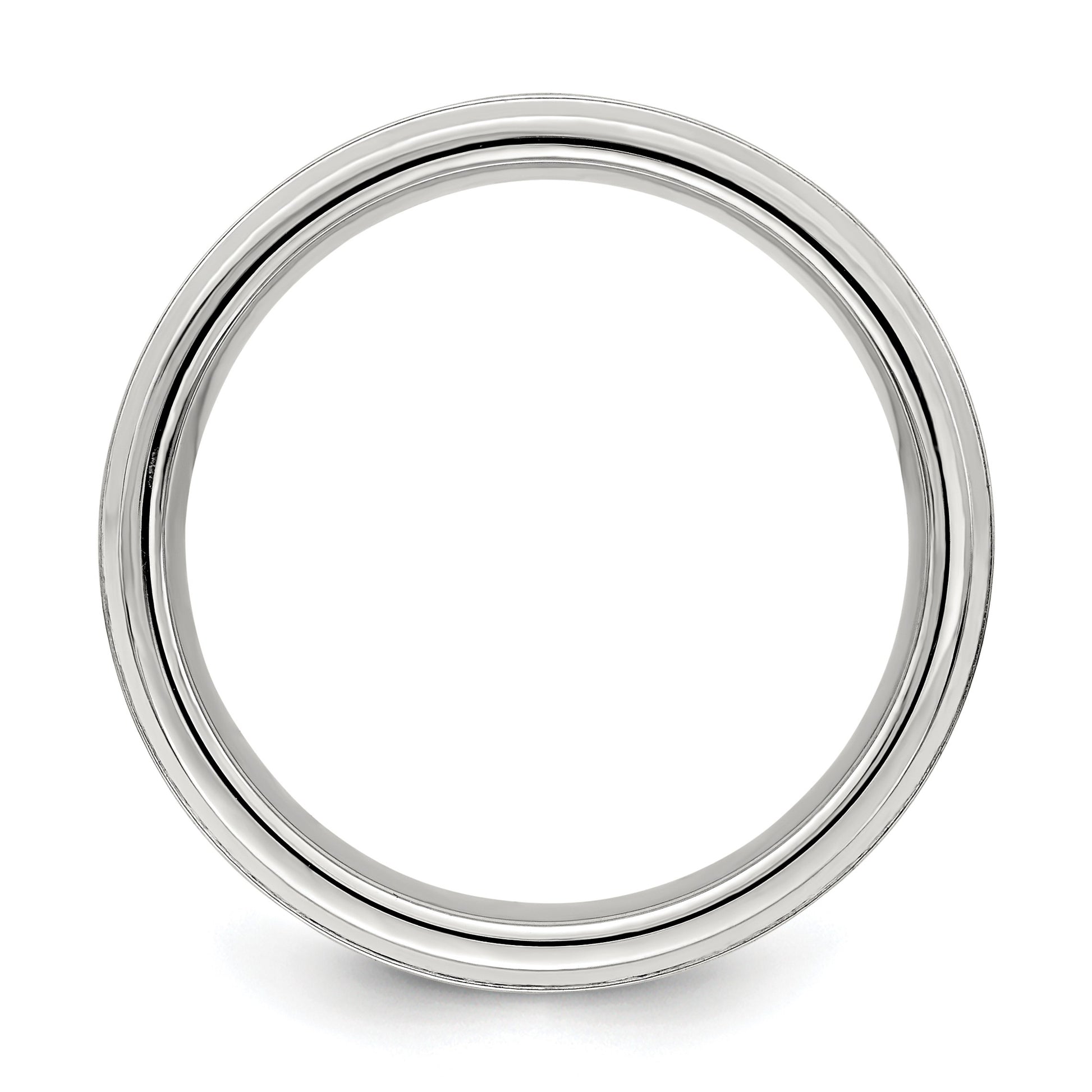 Sterling Silver 6mm Brushed Flat Grooved Fancy Band Size 10.5