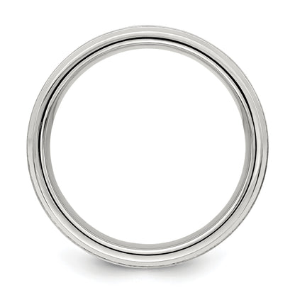 Sterling Silver 6mm Brushed Flat Grooved Fancy Band Size 10.5