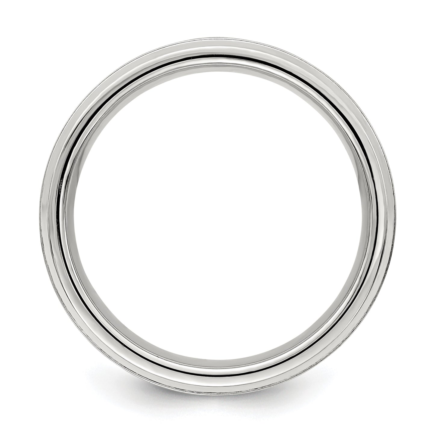 Sterling Silver 6mm Brushed Flat Grooved Fancy Band Size 13