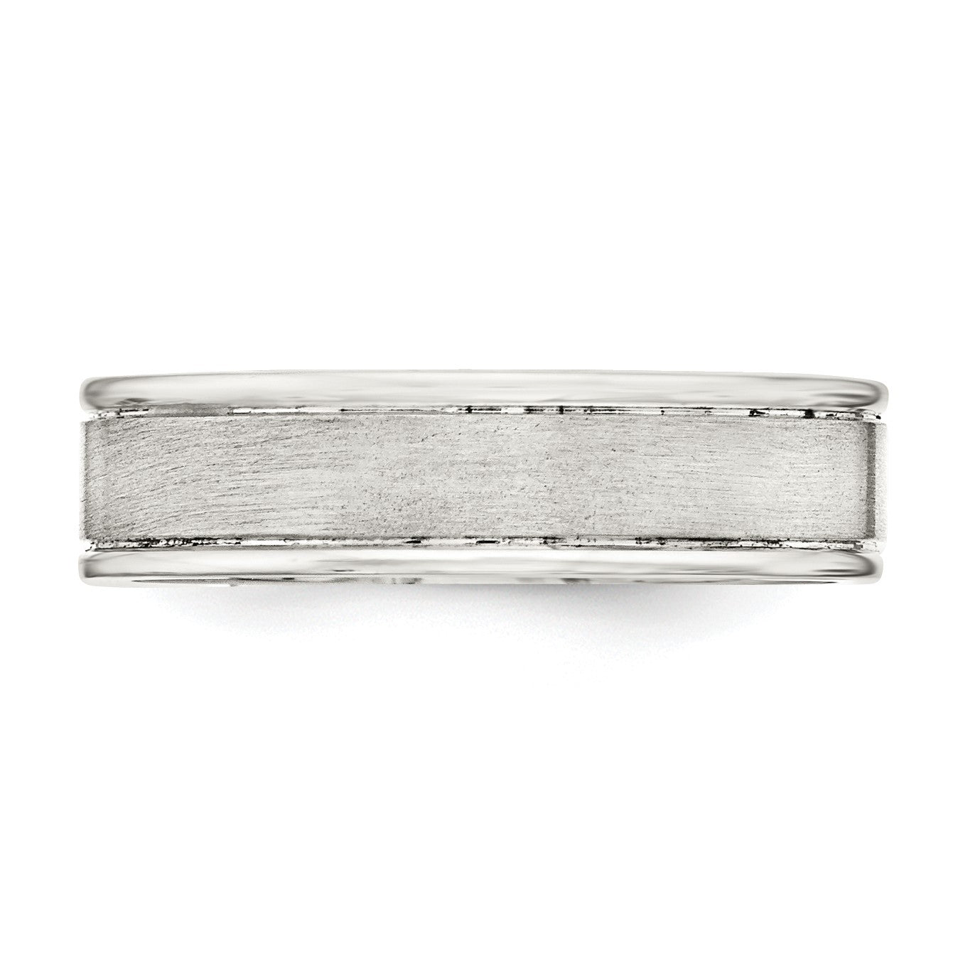 Sterling Silver 6mm Brushed Flat Grooved Fancy Band Size 8