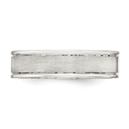 Sterling Silver 6mm Brushed Flat Grooved Fancy Band Size 8