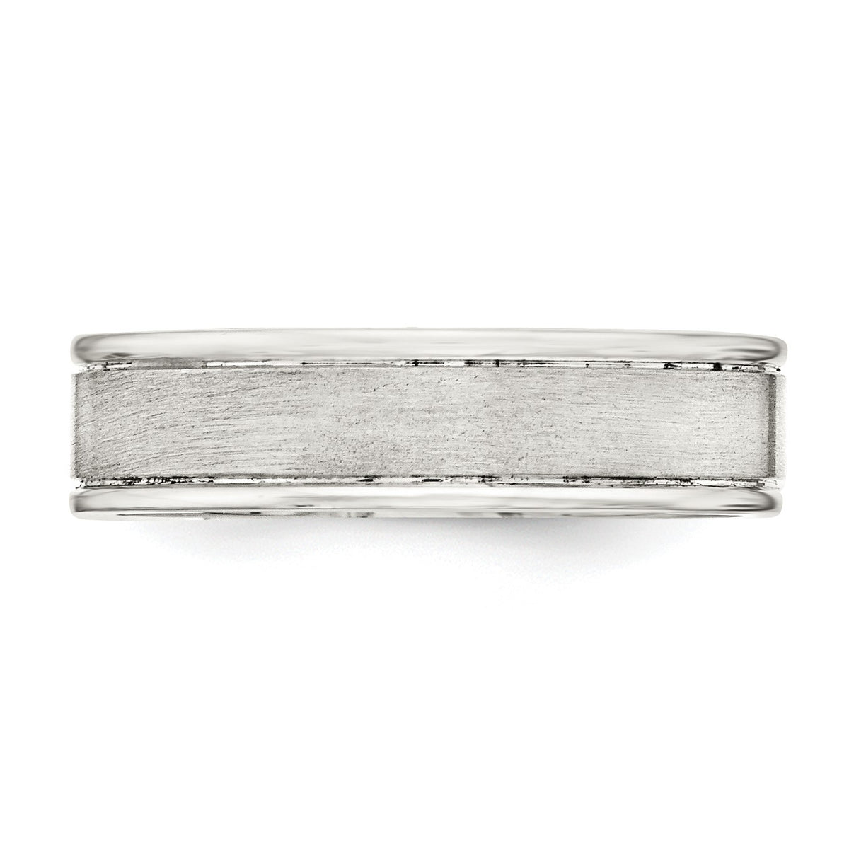 Sterling Silver 6mm Brushed Flat Grooved Fancy Band Size 8.5