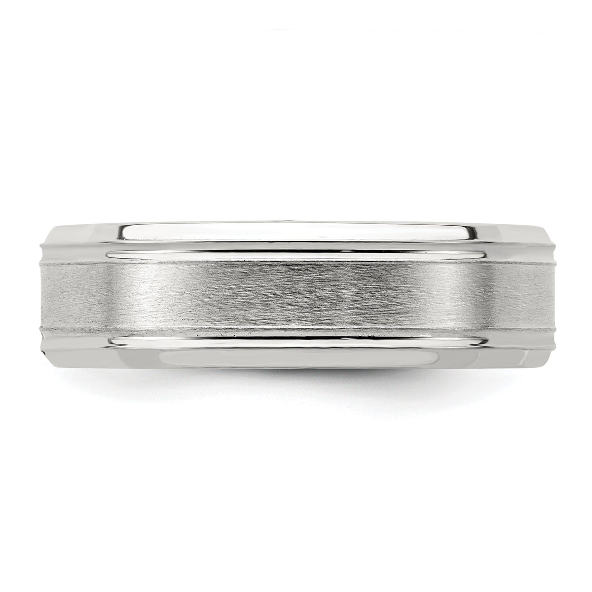 Sterling Silver 6mm Brushed Flat Grooved Fancy Band Size 8.5