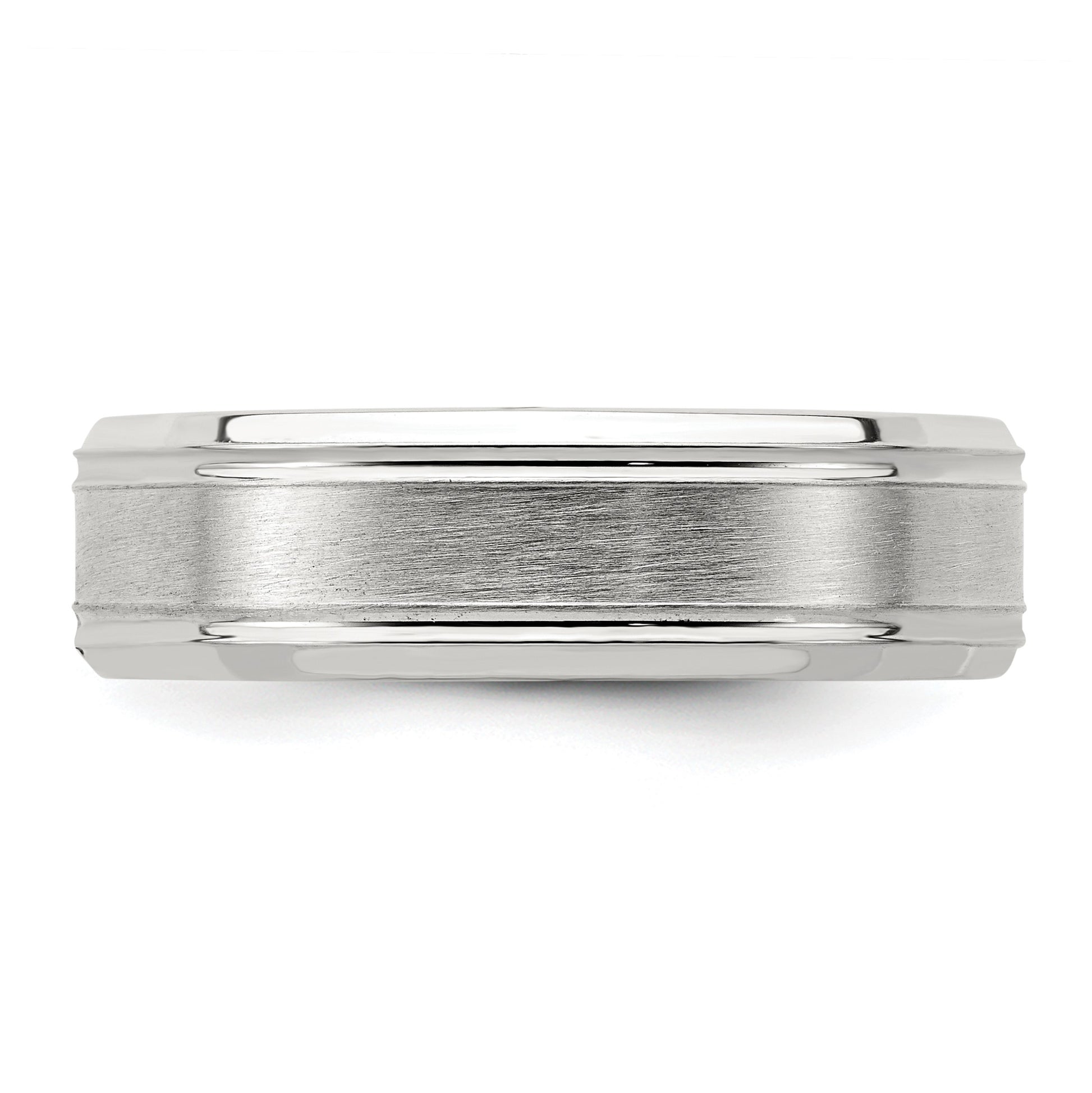 Sterling Silver 6mm Brushed Flat Grooved Fancy Band Size 13