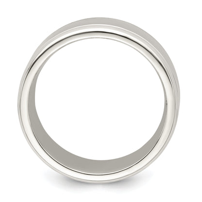 Sterling Silver 6mm Polished Flat Beveled Edge Fancy Band Size 13.5