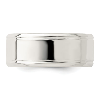 Sterling Silver 6mm Polished Flat Beveled Edge Fancy Band Size 13.5