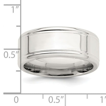 Sterling Silver 6mm Polished Flat Beveled Edge Fancy Band Size 13.5