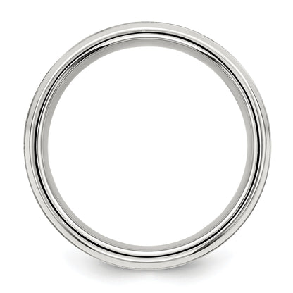 Sterling Silver Rhodium-plated 8mm Brushed Fancy Band Size 10