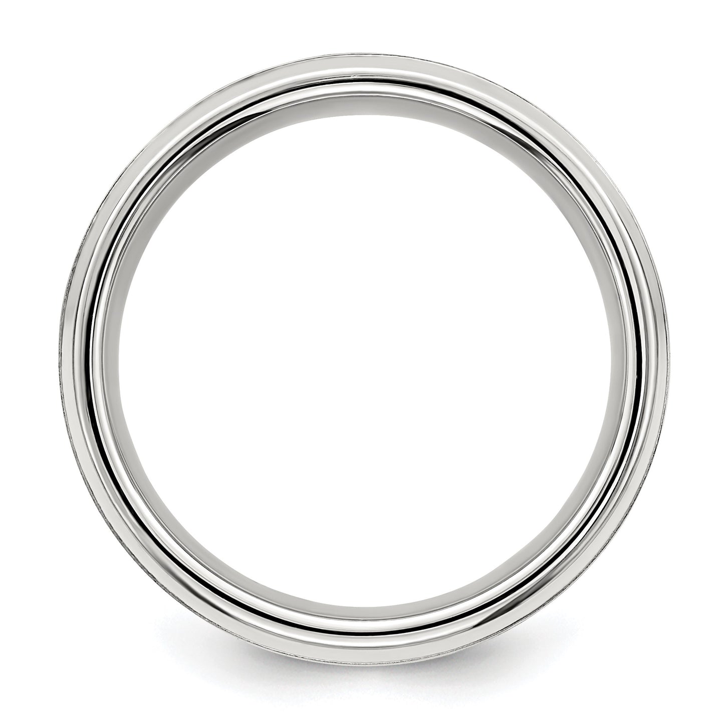 Sterling Silver 6mm Brushed Flat Beveled Edge Fancy Band Size 13