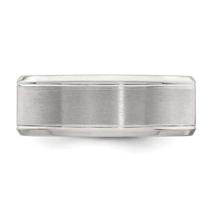 Sterling Silver 6mm Brushed Flat Beveled Edge Fancy Band Size 11