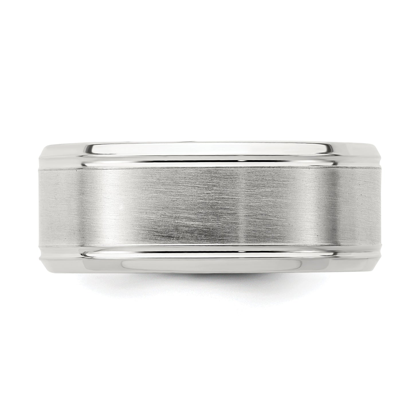 Sterling Silver 6mm Brushed Flat Beveled Edge Fancy Band Size 13