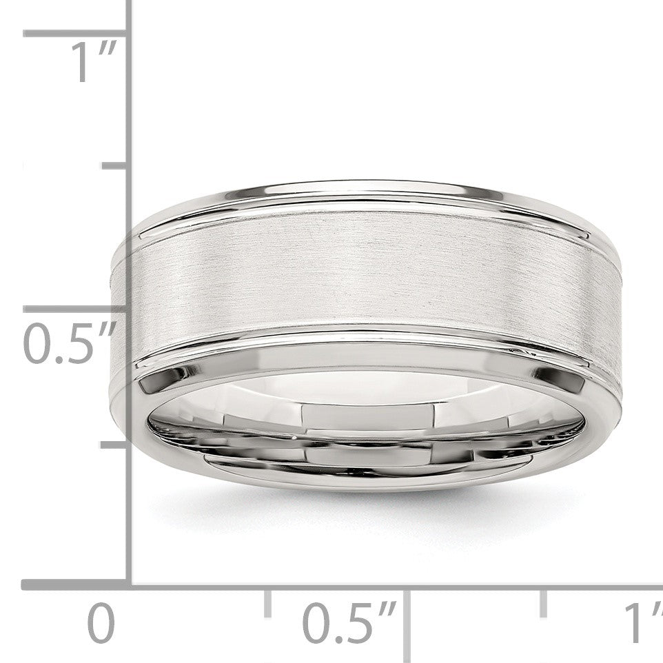 Sterling Silver 6mm Brushed Flat Beveled Edge Fancy Band Size 9