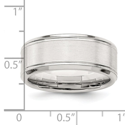 Sterling Silver 6mm Brushed Flat Beveled Edge Fancy Band Size 9