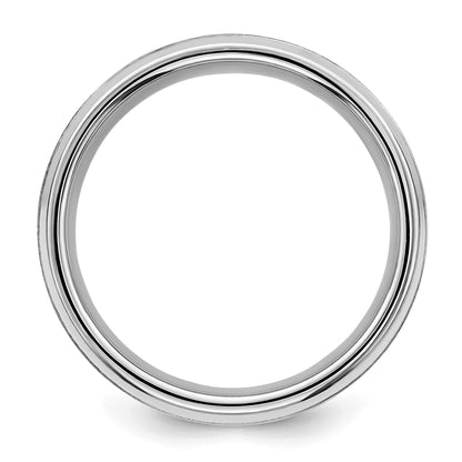 Sterling Silver Rhodium-plated 8mm Brushed Fancy Band Size 12.5