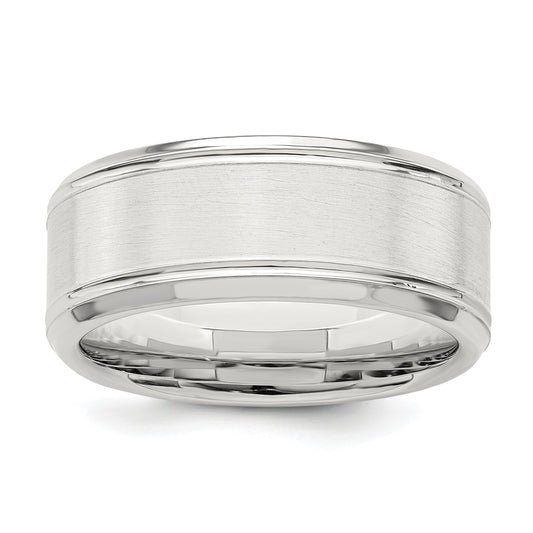 Sterling Silver 6mm Brushed Flat Beveled Edge Fancy Band Size 8.5
