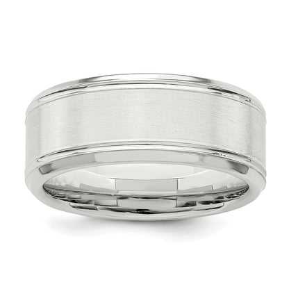 Sterling Silver 6mm Brushed Flat Beveled Edge Fancy Band Size 9