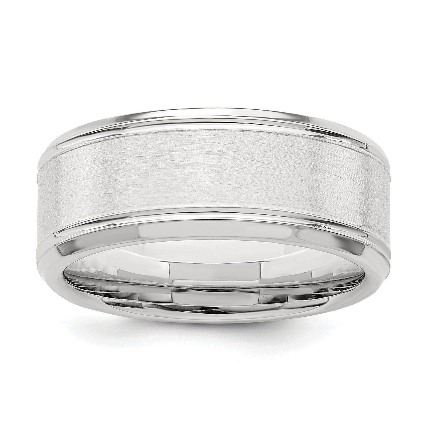 Sterling Silver 6mm Brushed Flat Beveled Edge Fancy Band Size 12