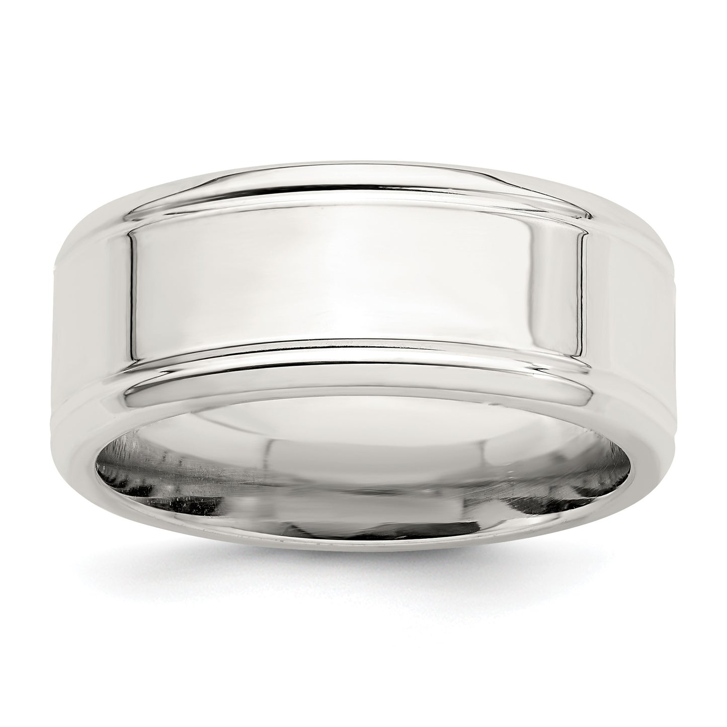 Sterling Silver 6mm Polished Flat Beveled Edge Fancy Band Size 10.5