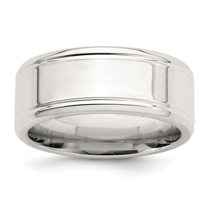Sterling Silver 6mm Polished Flat Beveled Edge Fancy Band Size 10.5