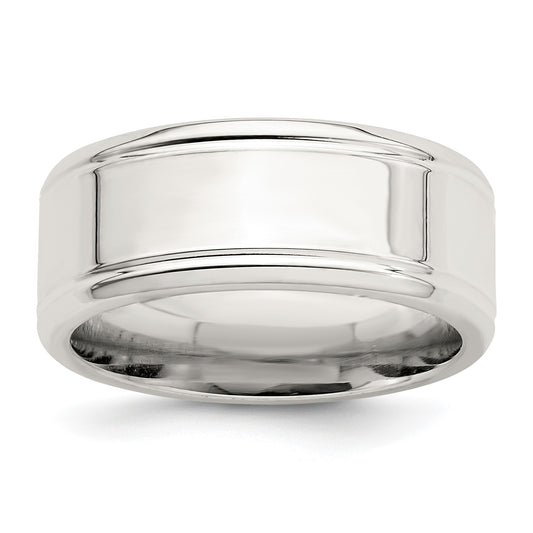 Sterling Silver 6mm Polished Flat Beveled Edge Fancy Band Size 10.5