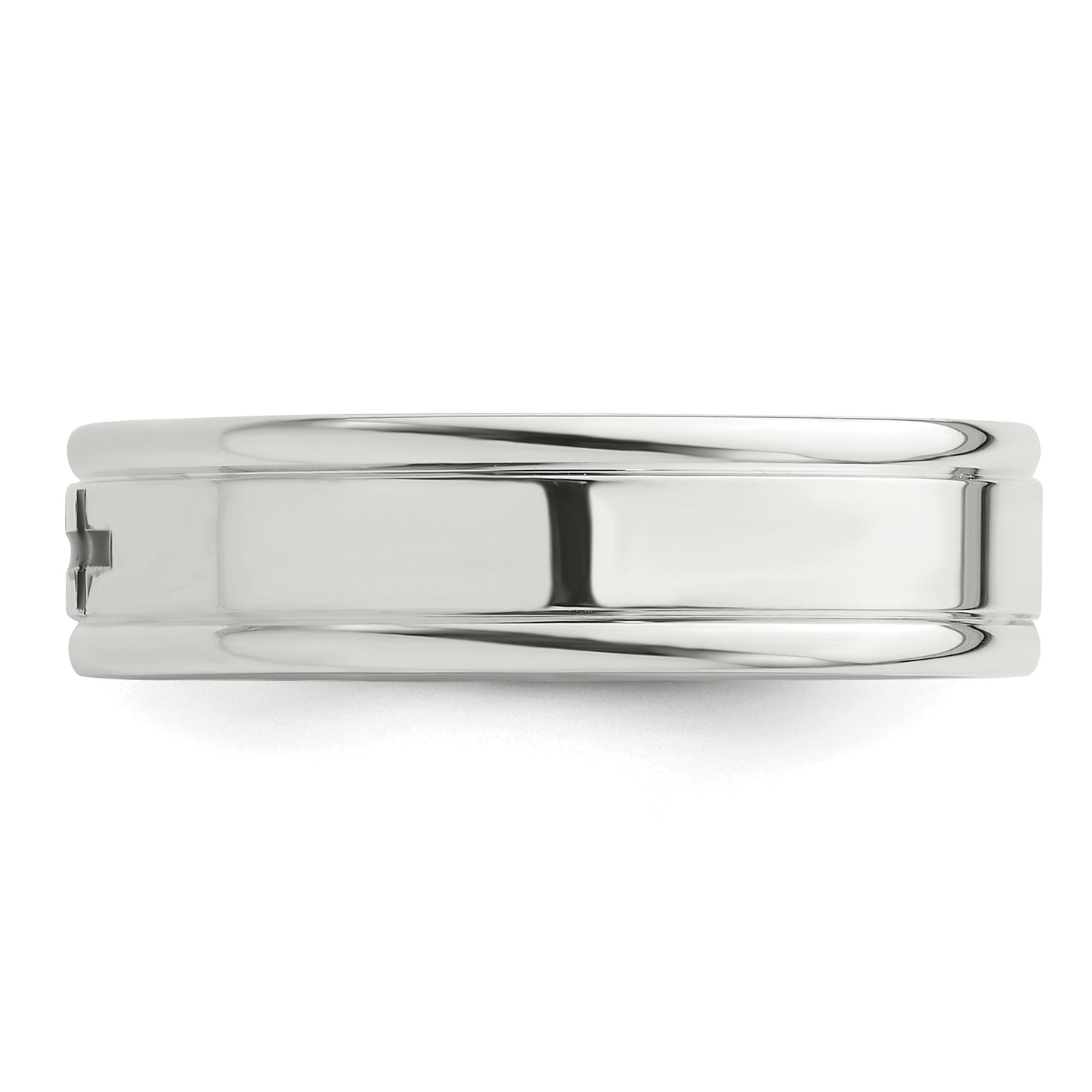 Sterling Silver 6mm Enamel Cross Fancy Band Size 13