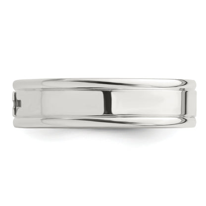 Sterling Silver 6mm Enamel Cross Fancy Band Size 10