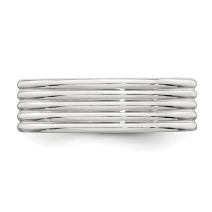 Sterling Silver 7mm Polished 5-Row Fancy Band Size 11