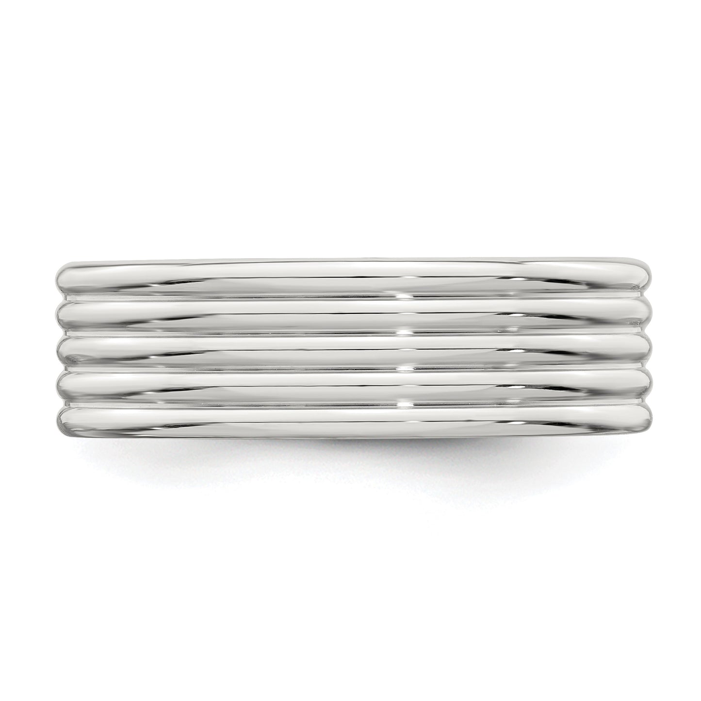 Sterling Silver 7mm Polished 5-Row Fancy Band Size 9