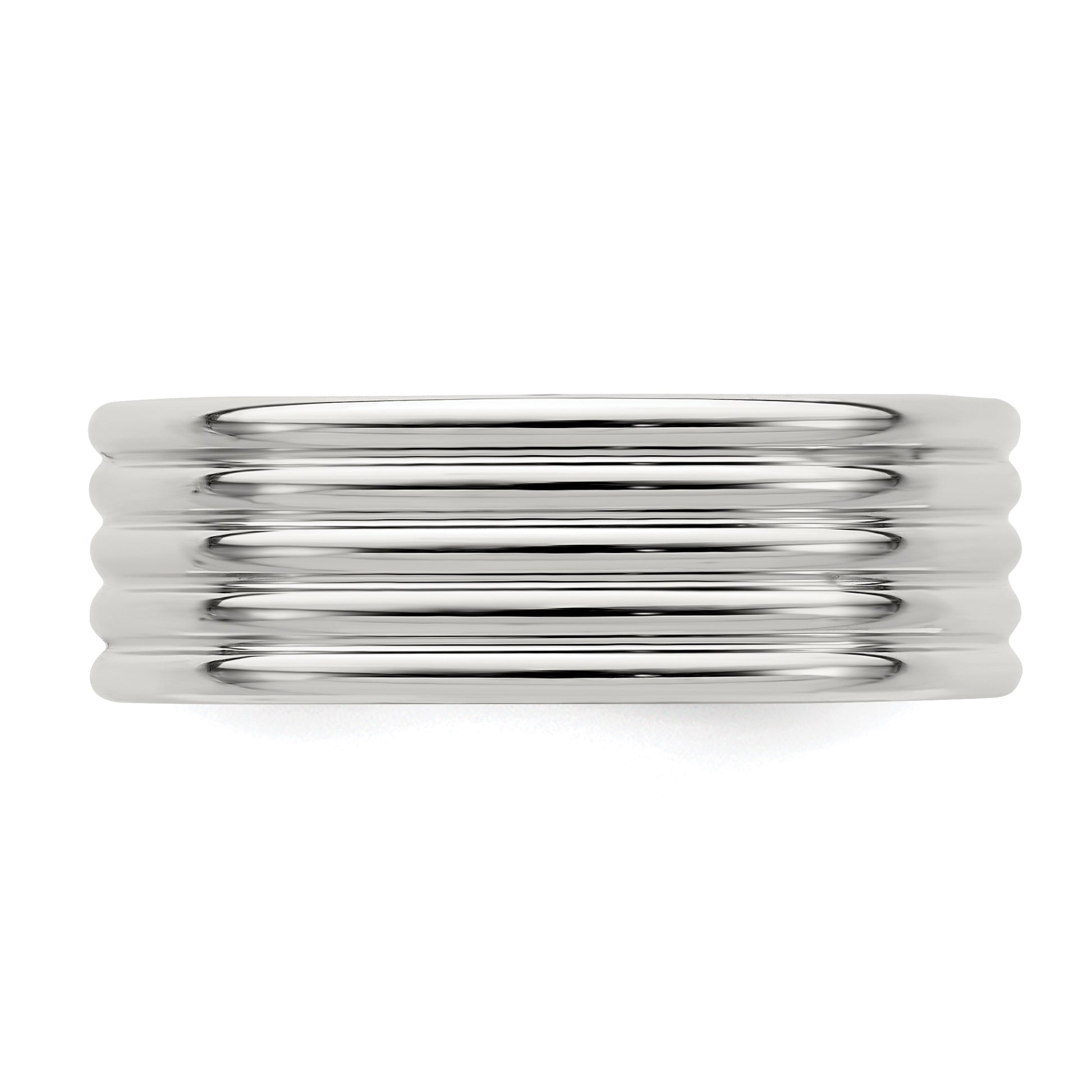 Sterling Silver 7mm Polished 5-Row Fancy Band Size 11