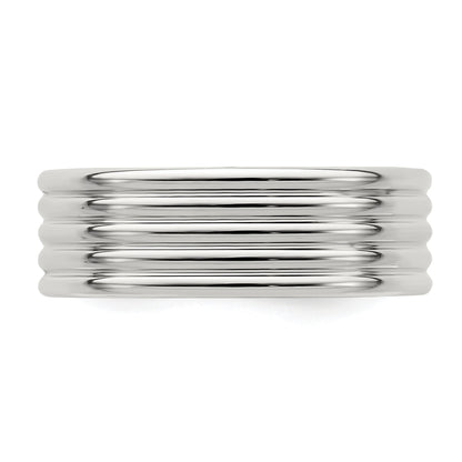 Sterling Silver 7mm Polished 5-Row Fancy Band Size 11
