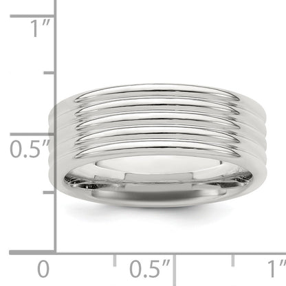Sterling Silver 7mm Polished 5-Row Fancy Band Size 11