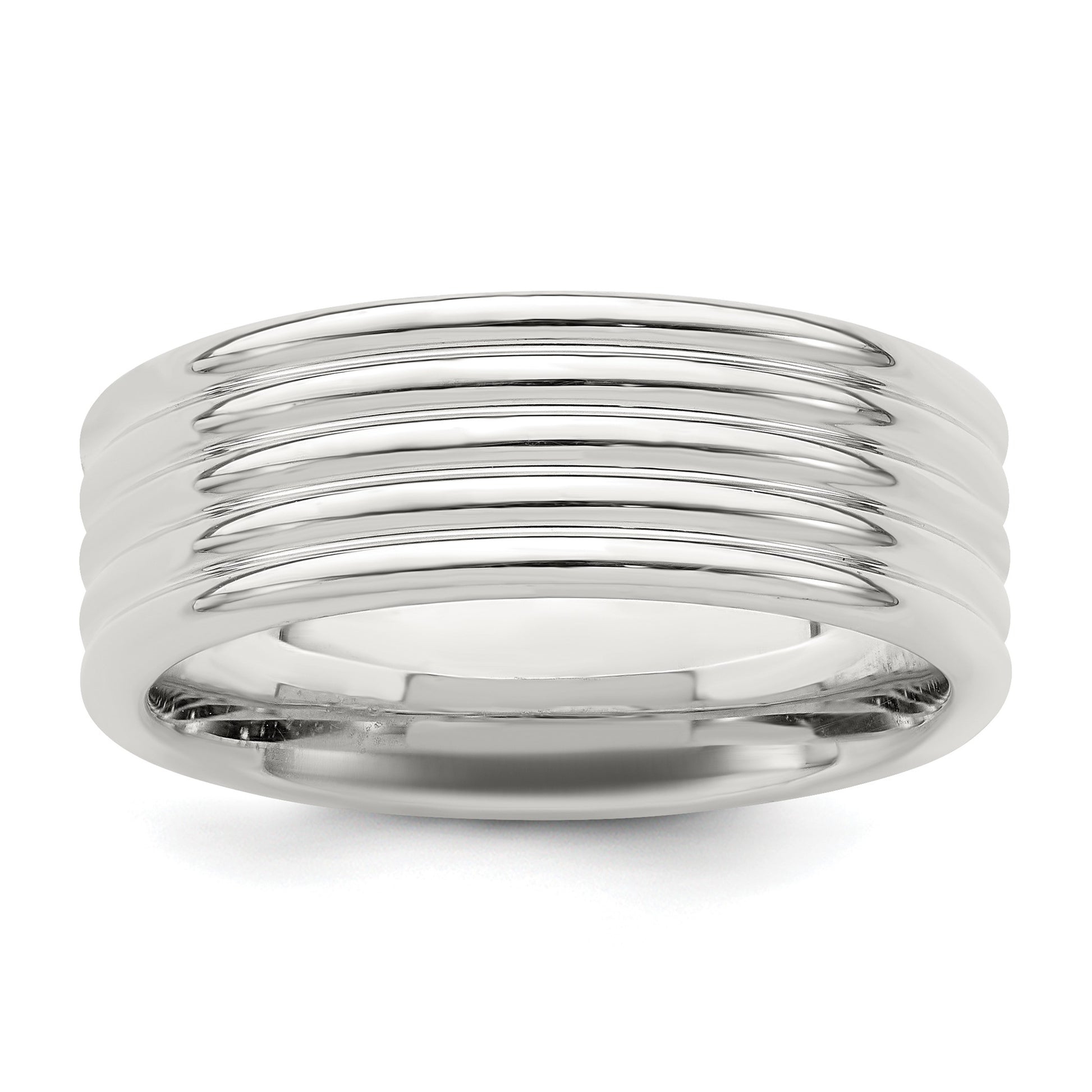 Sterling Silver 7mm Polished 5-Row Fancy Band Size 11