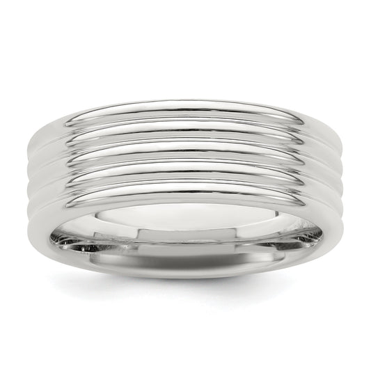 Sterling Silver 7mm Polished 5-Row Fancy Band Size 7.5