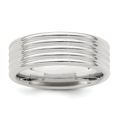 Sterling Silver 7mm Polished 5-Row Fancy Band Size 13.5