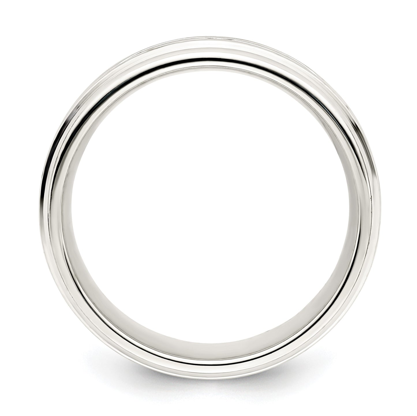 Sterling Silver 7mm Polished Flat Intertwined Design Beveled Edge Fancy Band Size 10.5