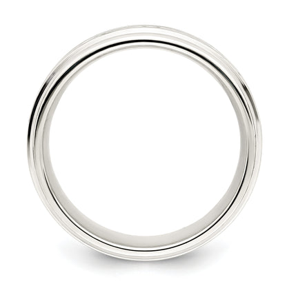 Sterling Silver 7mm Polished Flat Intertwined Design Beveled Edge Fancy Band Size 8.5