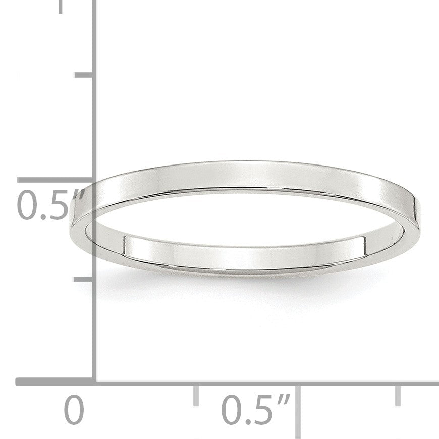 Sterling Silver 2mm Lightweight Flat Size 10.5 Band