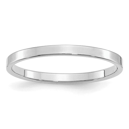 Sterling Silver Rhodium-plated 2mm Flat Size 6 Band