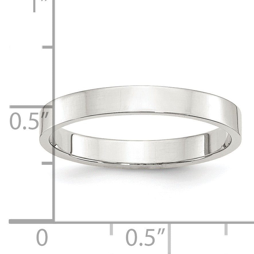Sterling Silver 3mm Lightweight Flat Size 10.5 Band