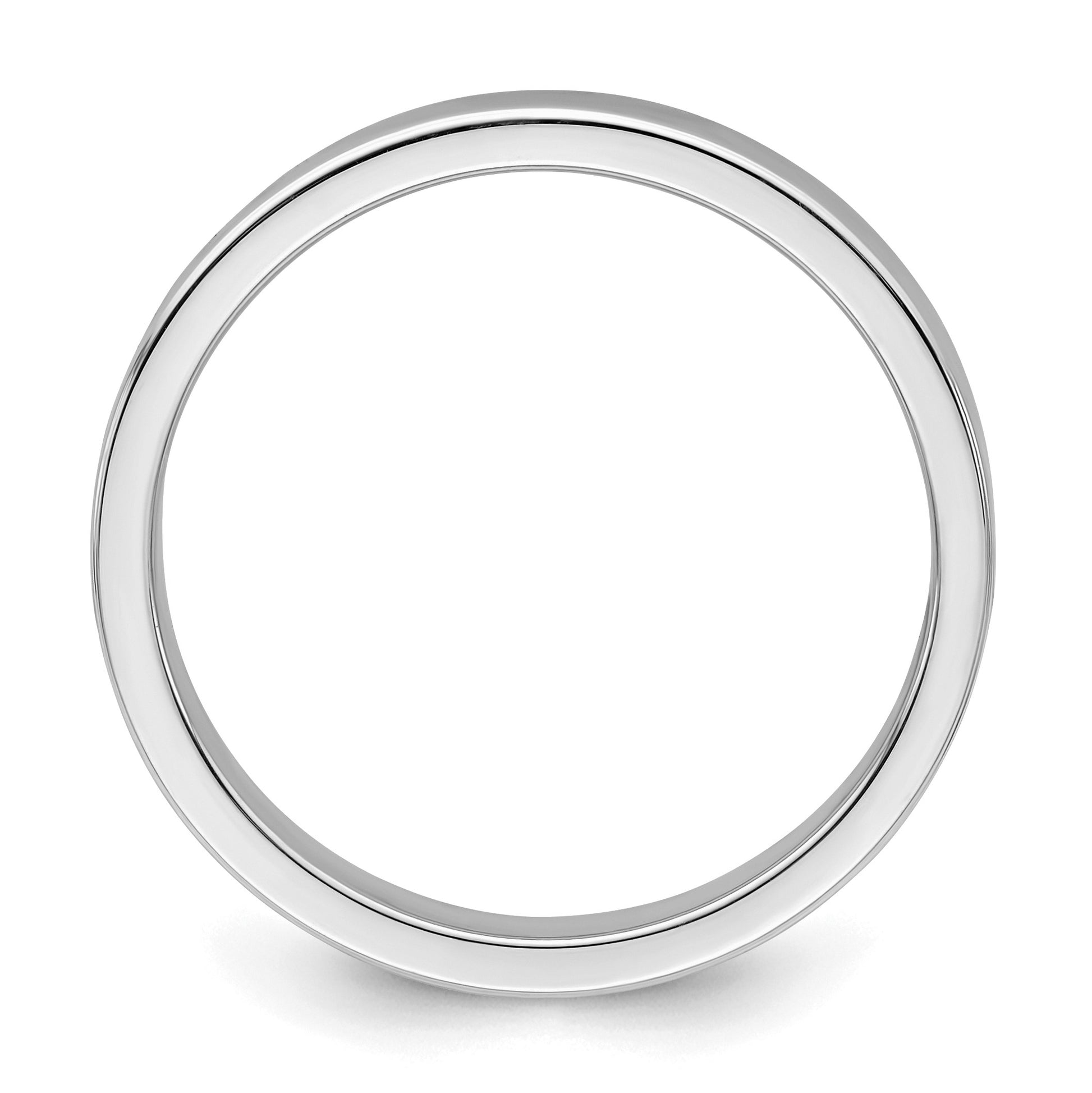 Sterling Silver Rhodium-plated 3mm Flat Size 5 Band