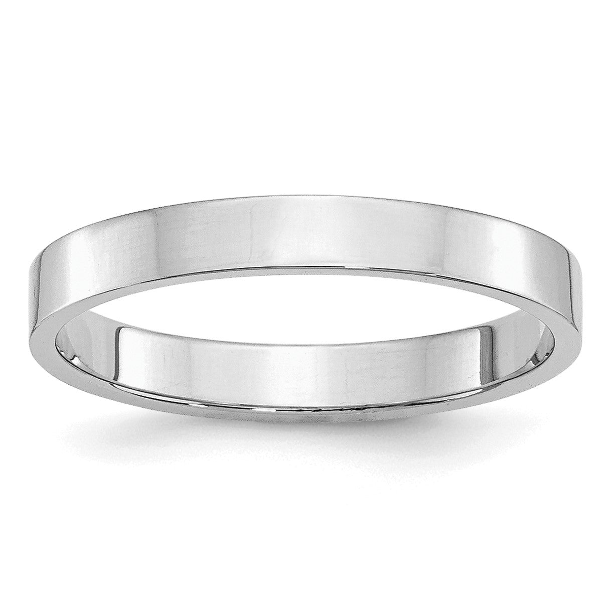 Sterling Silver Rhodium-plated 3mm Flat Size 5 Band