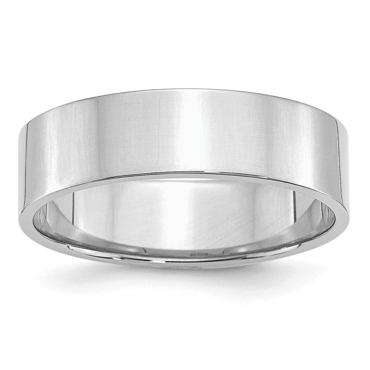 Sterling Silver Rhodium-plated 6mm Flat Size 10 Band