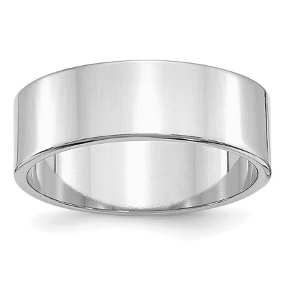 Sterling Silver Rhodium-plated 7mm Flat Size 4.5 Band